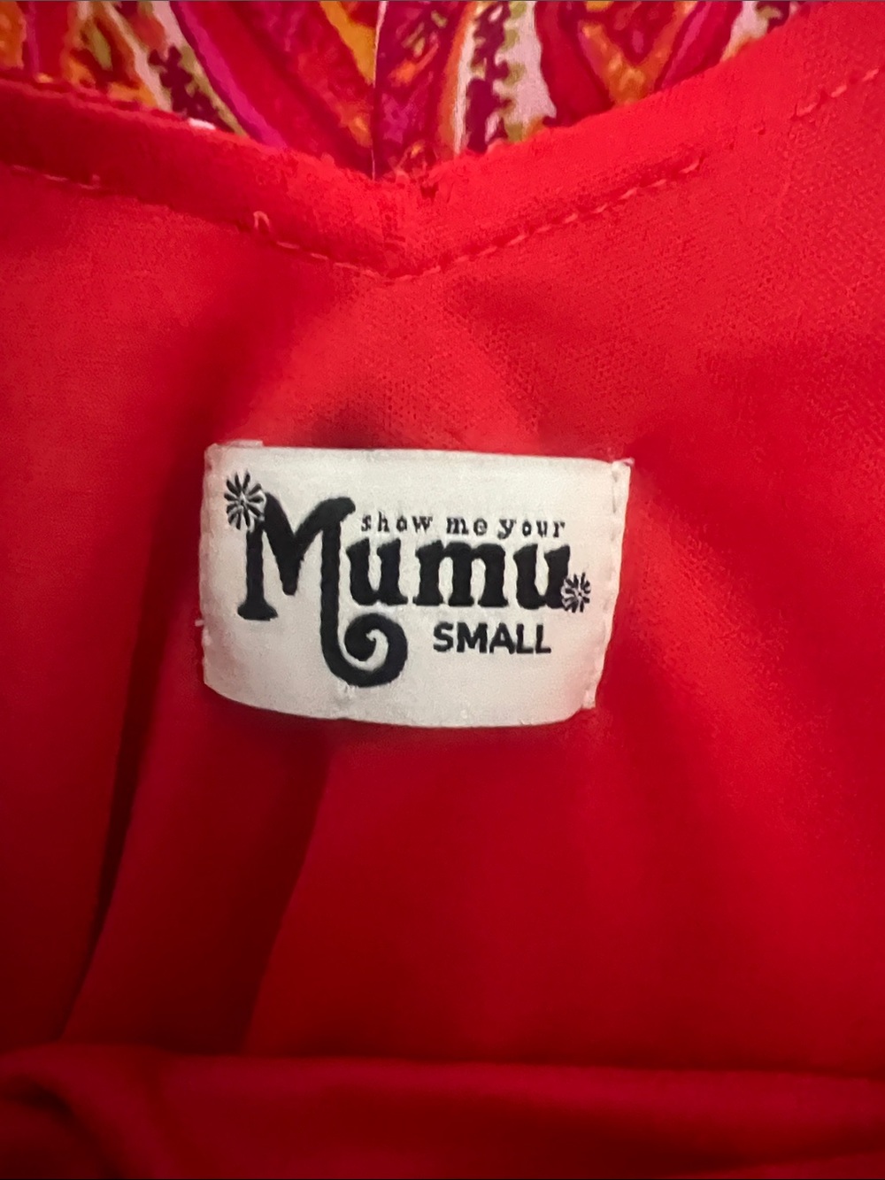 Show Me Your Mumu Sz S Red Patterned Halter Maxi Dress Boho Festival Summer Chic - Picture 7 of 12